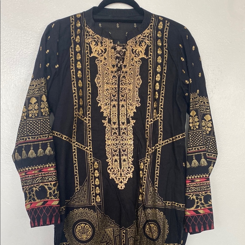 Gul Ahmed Black and Gold Embroidered 3 piece suit NWOT